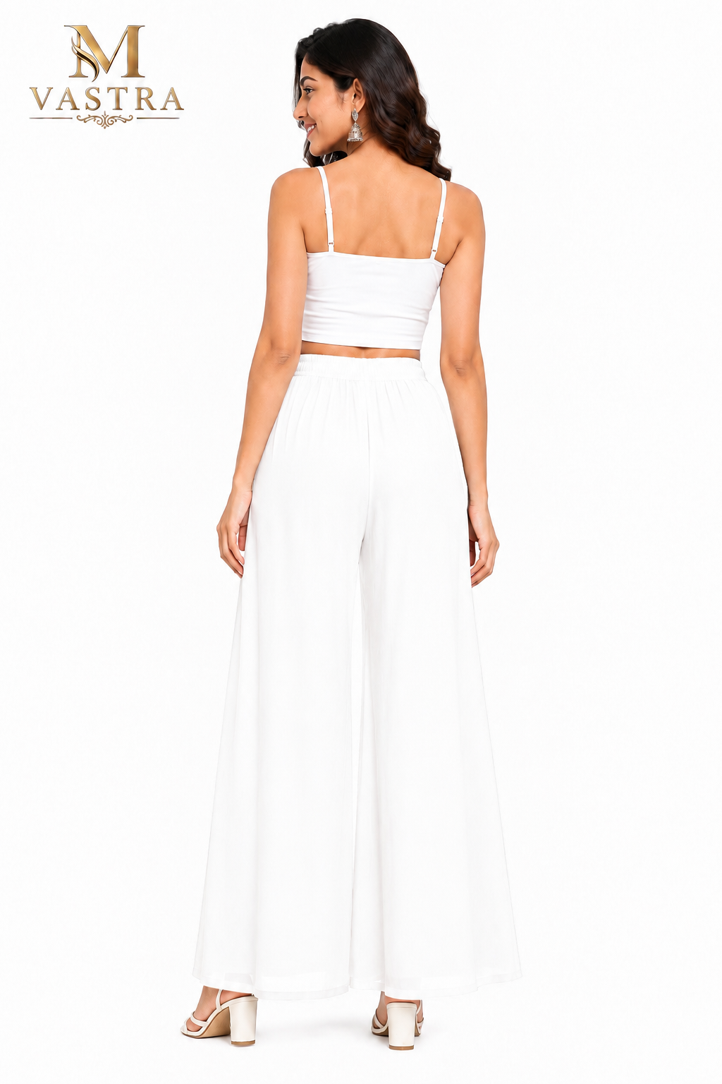 M VASTRA Women’s Premium White Palazzo Pants