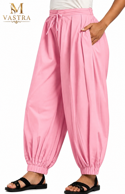 Classic Baby Pink Cotton Afghani Salwar Pant for Women