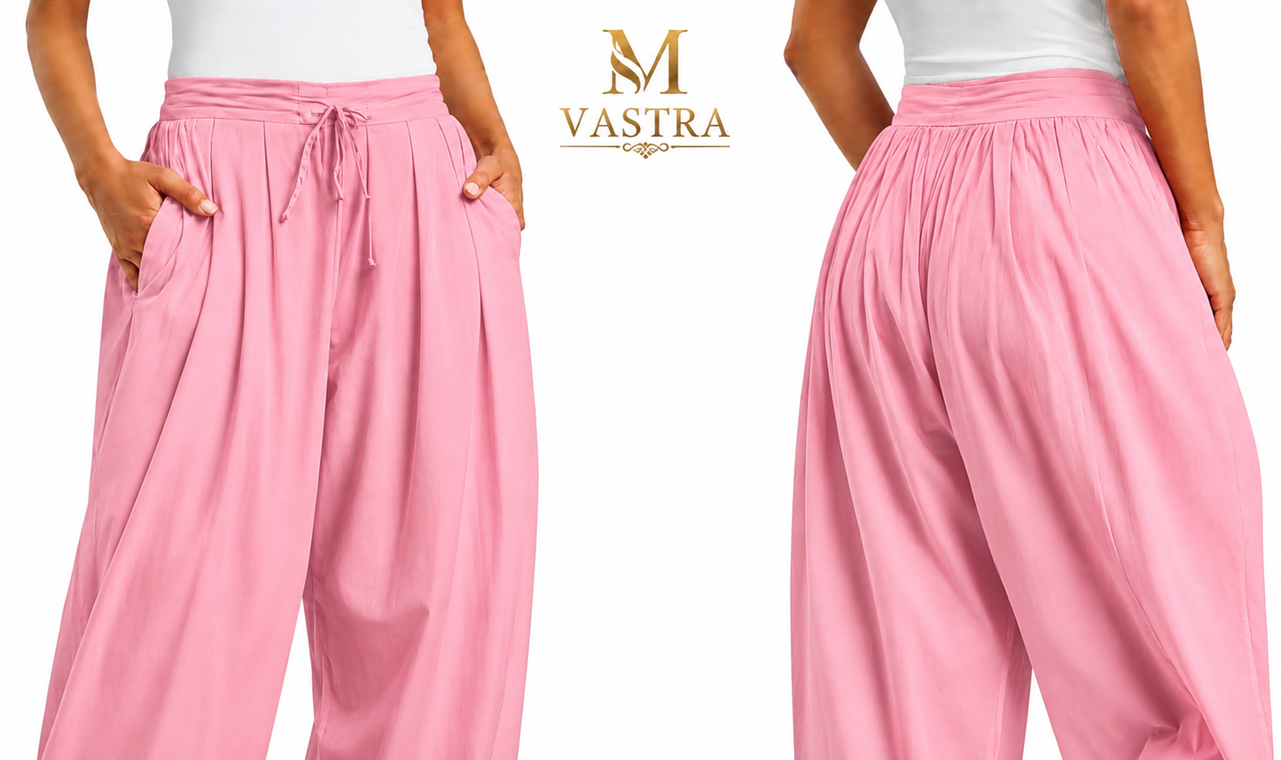 Classic Baby Pink Cotton Afghani Salwar Pant for Women