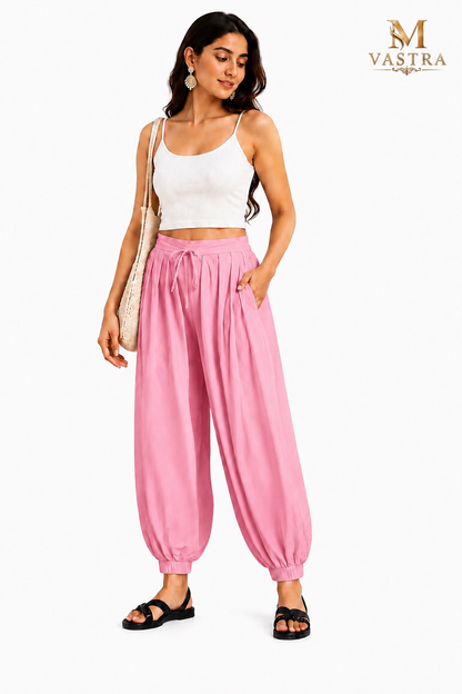 Classic Baby Pink Cotton Afghani Salwar Pant for Women