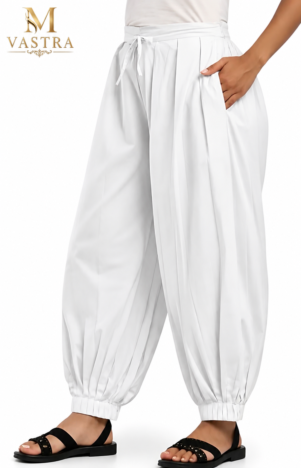 Classic White Cotton Afghani Salwar Pant for Women