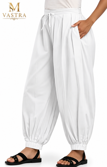 Classic White Cotton Afghani Salwar Pant for Women