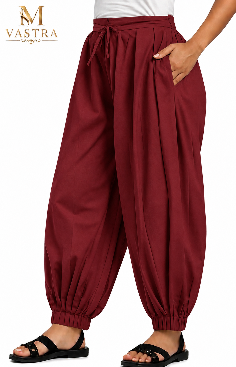 Classic Maroon Pure Cotton Afghani Salwar Pant for Women
