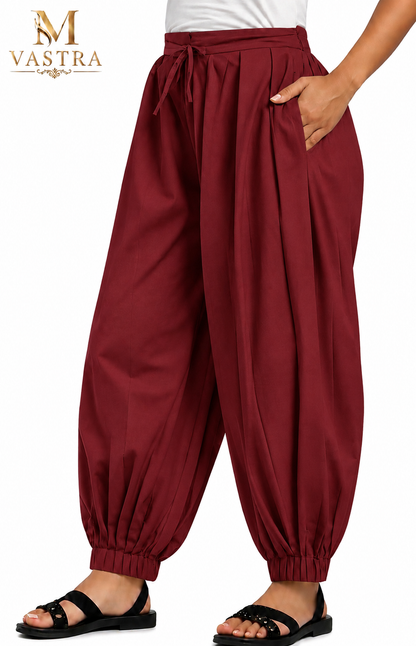 Classic Maroon Pure Cotton Afghani Salwar Pant for Women