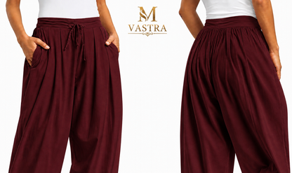 Classic Maroon Pure Cotton Afghani Salwar Pant for Women