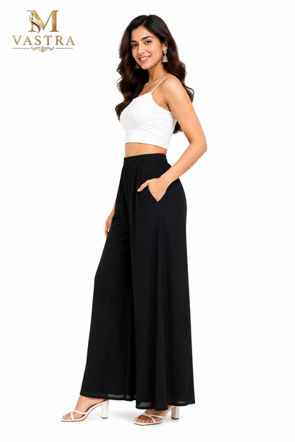 Women’s Premium Black Rayon Palazzo Pants
