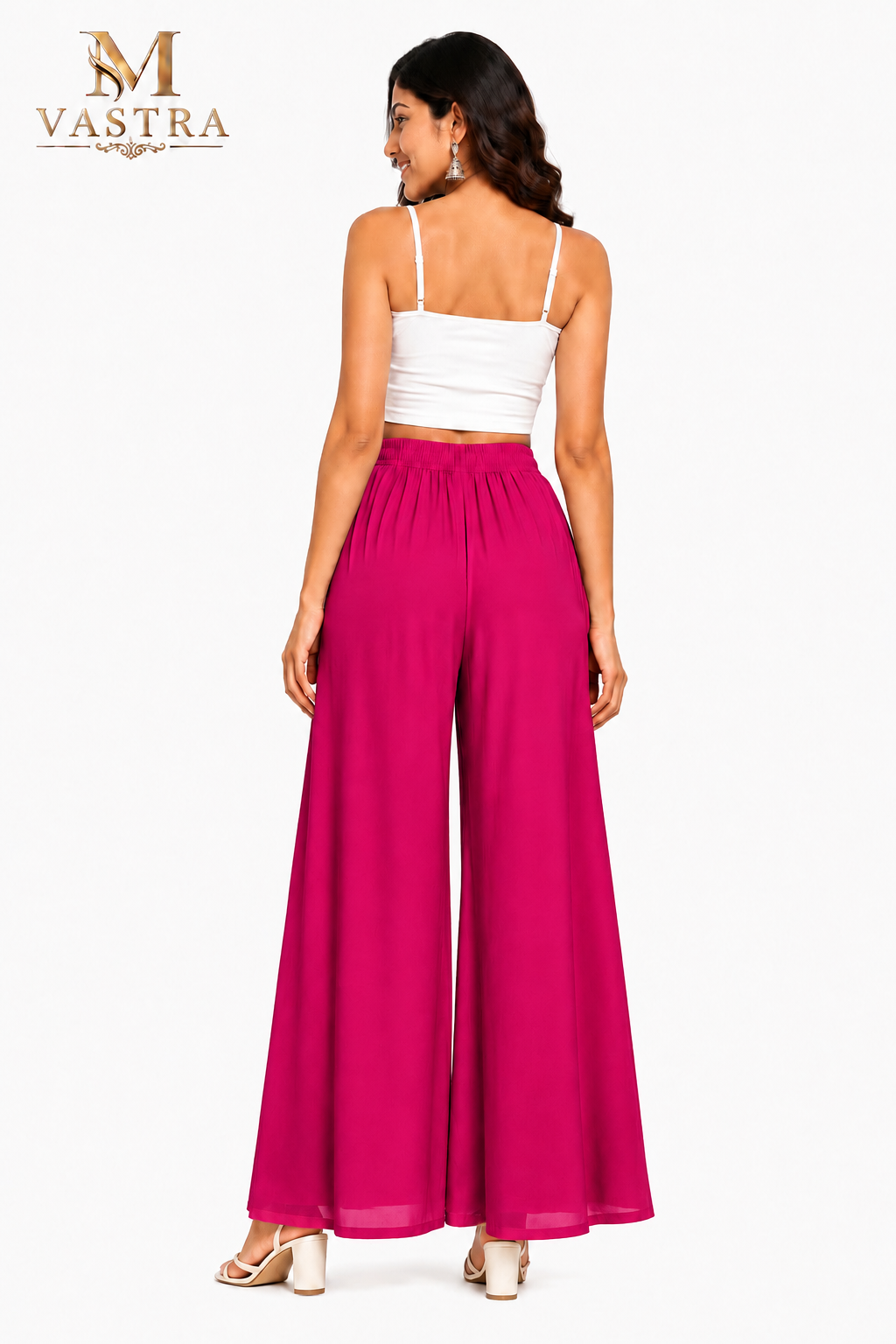 Women’s Premium Rayon Wide Leg Palazzo Pants – Hot Pink